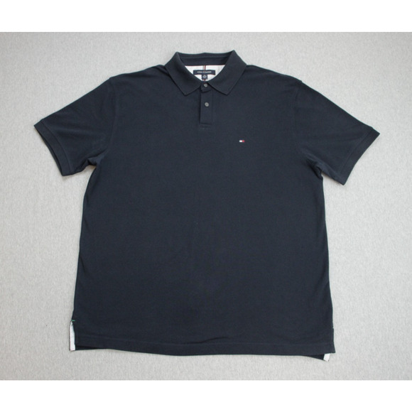 Tommy Hilfiger Polo Shirt Mens XL Navy Blue Regular Fit Stretch Cotton Blend - Picture 1 of 6